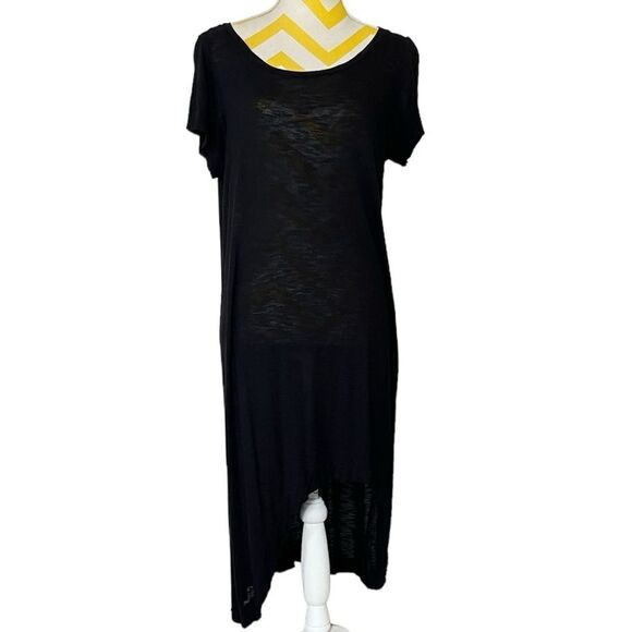 Freeloader Black Midi Dress Hi-Low Burnout Tee T-Shirt Rayon Made in USA Small - Picture 11 of 11